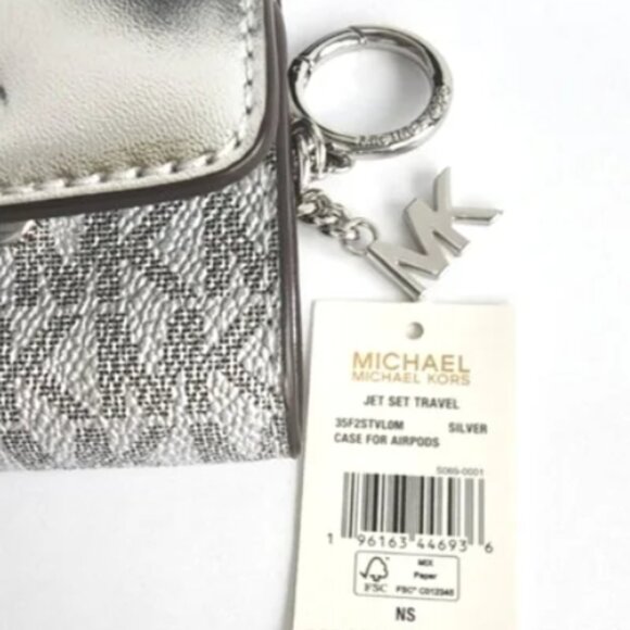 Michael Kors SILVER Bag, Earbuds Keyring, Lipstick Lanyard Necklace BUNDLE NWT! - Picture 9 of 15
